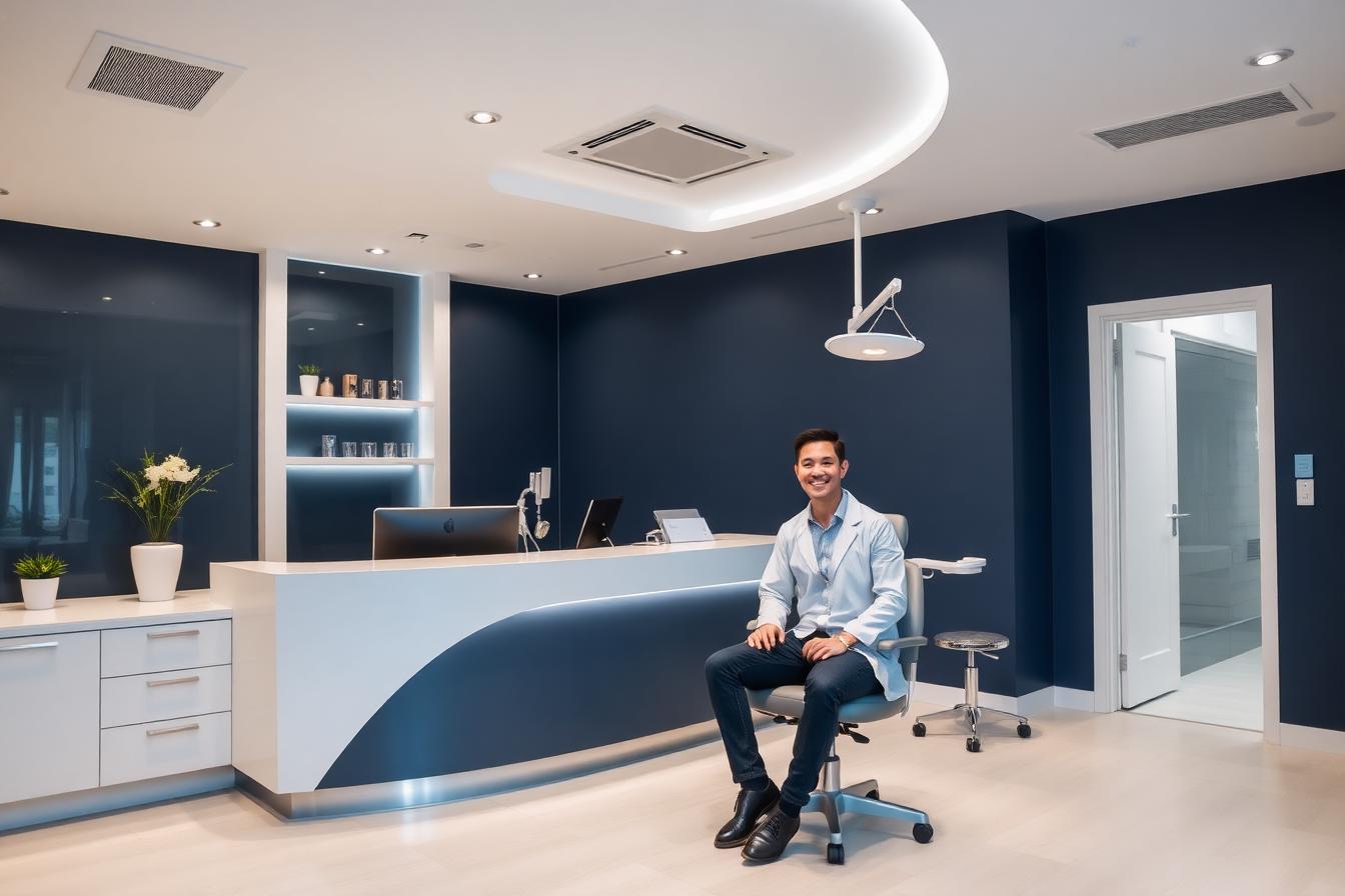 Recepción de una clínica dental moderna en España